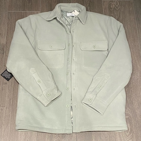 Polar Shirt Jacket in Dusky Green - Picture 1 of 5